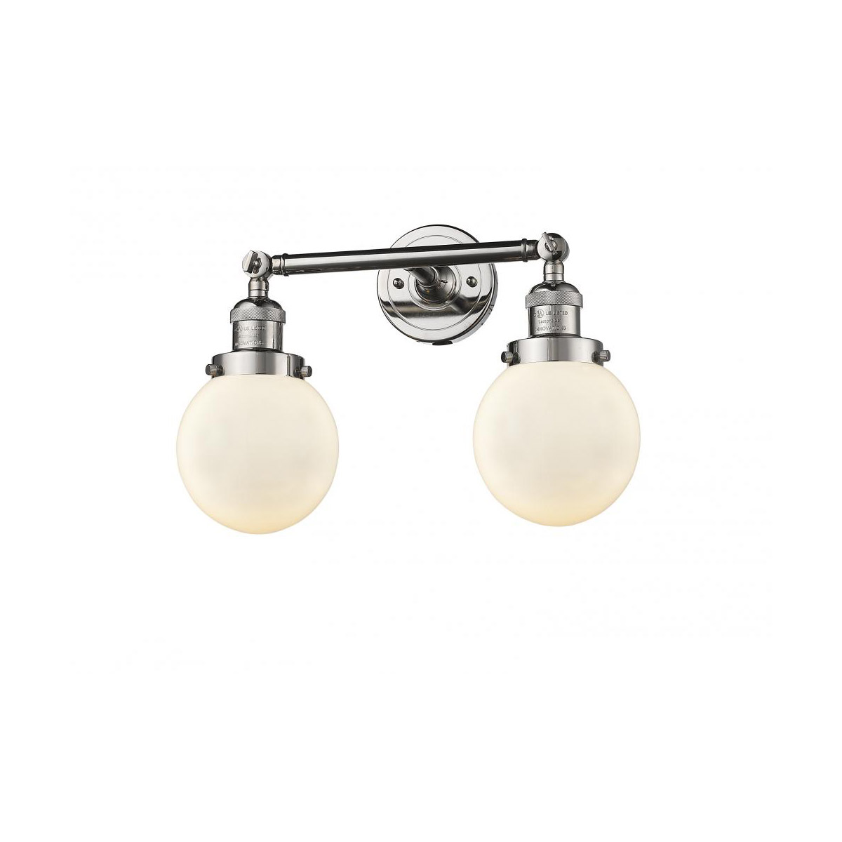 Innovations Lighting 208-PN-G201-6-LED Franklin Restoration Beacon LED 17 inch Polished Nickel Bath Vanity Light Wall Light in Matte White Glass, Fran