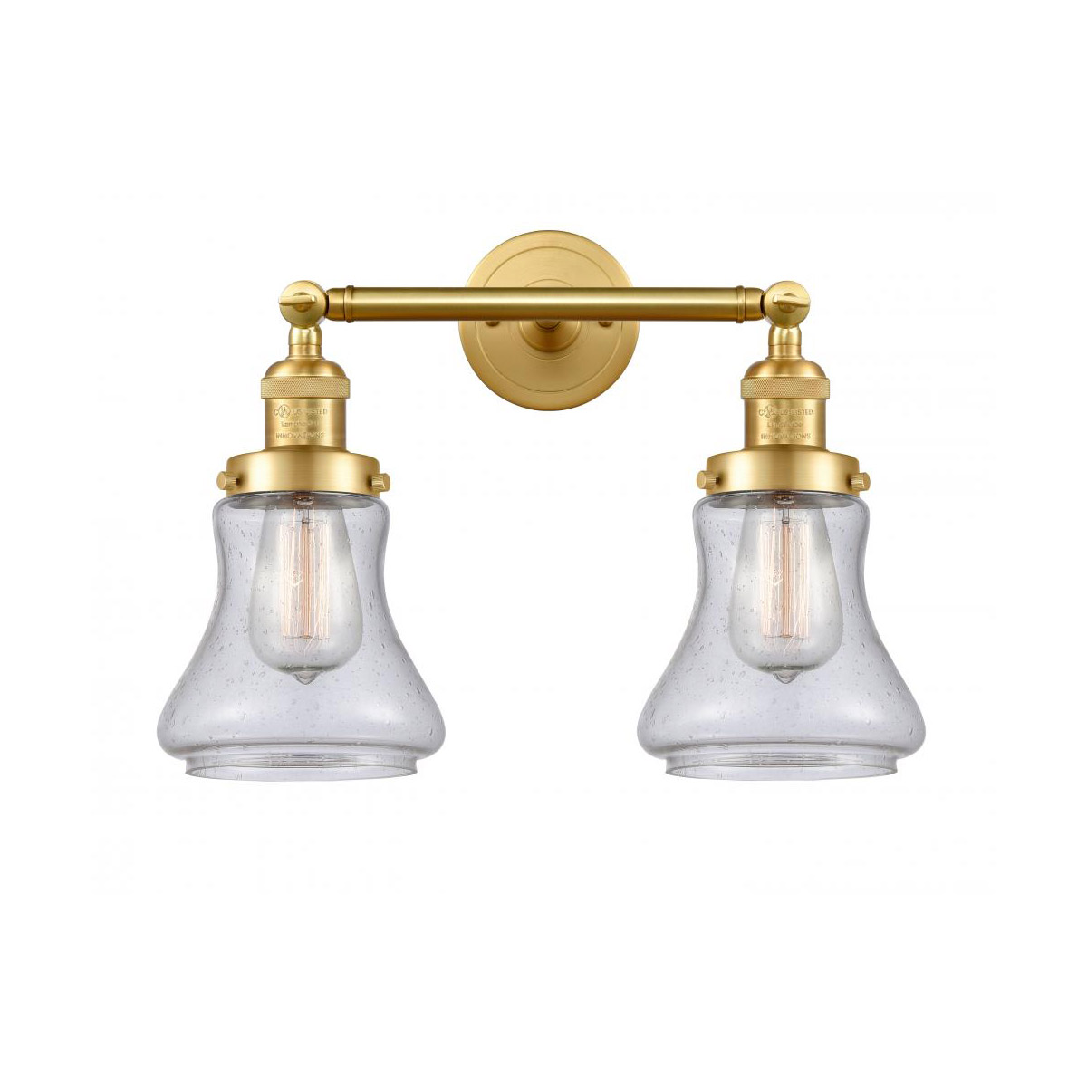 Innovations Lighting 208-SG-G194-LED Franklin Restoration Bellmont LED 17 inch Satin Gold Bath Vanity Light Wall Light in Seedy Glass, Franklin Restor