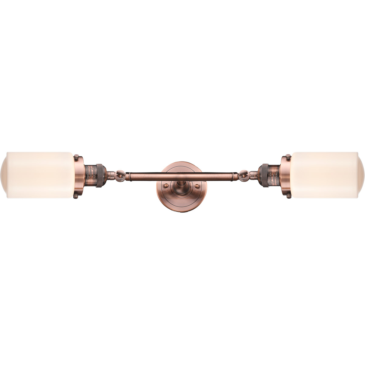Innovations Lighting 208L-AC-G311-LED Franklin Restoration Dover LED 5 inch Antique Copper Bath Vanity Light Wall Light in Matte White Glass, Franklin