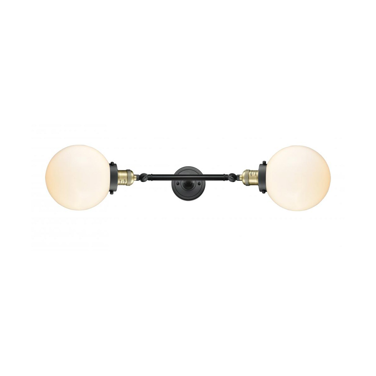 Innovations Lighting 208L-BAB-G201-8 Franklin Restoration Large Beacon 2 Light 8 inch Black Antique Brass Bath Vanity Light Wall Light in Matte White