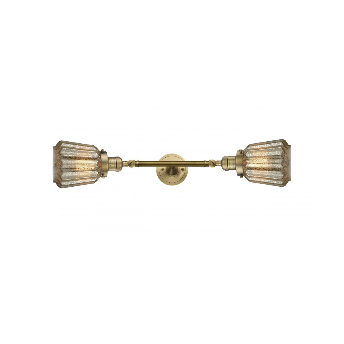 Innovations Lighting 208L-BB-G146-LED Franklin Restoration Chatham LED 6 inch Brushed Brass Bath Vanity Light Wall Light in Mercury Glass, Franklin Re