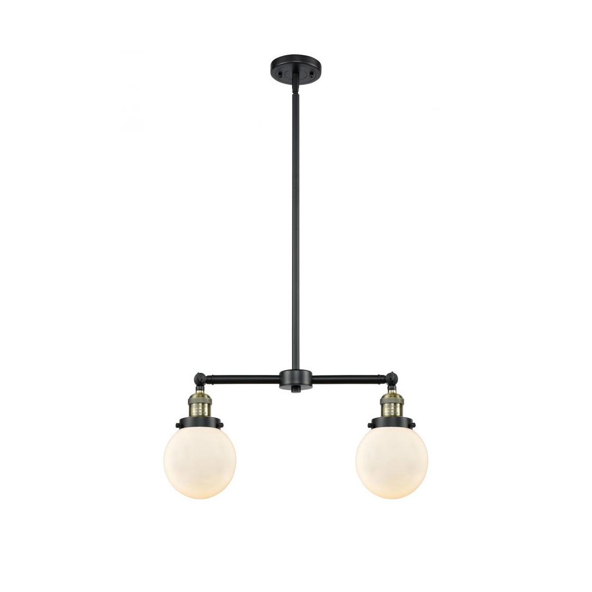 Innovations Lighting 209-BAB-G201-6-LED Franklin Restoration Beacon LED 23 inch Black Antique Brass Chandelier Ceiling Light in Matte White Glass, Fra