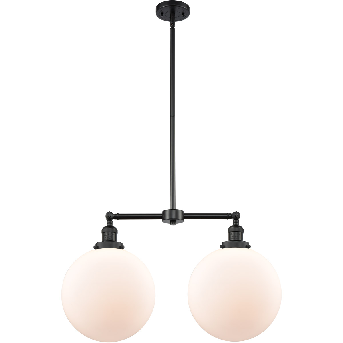 Innovations Lighting 209-BK-G201-12 Franklin Restoration XX-Large Beacon 2 Light 27 inch Matte Black Island Light Ceiling Light in Matte White Glass,