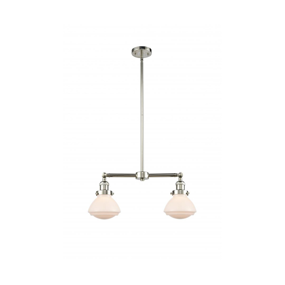 Innovations Lighting 209-PN-G321 Franklin Restoration Olean 2 Light 22 inch Polished Nickel Island Light Ceiling Light in Matte White Glass, Franklin