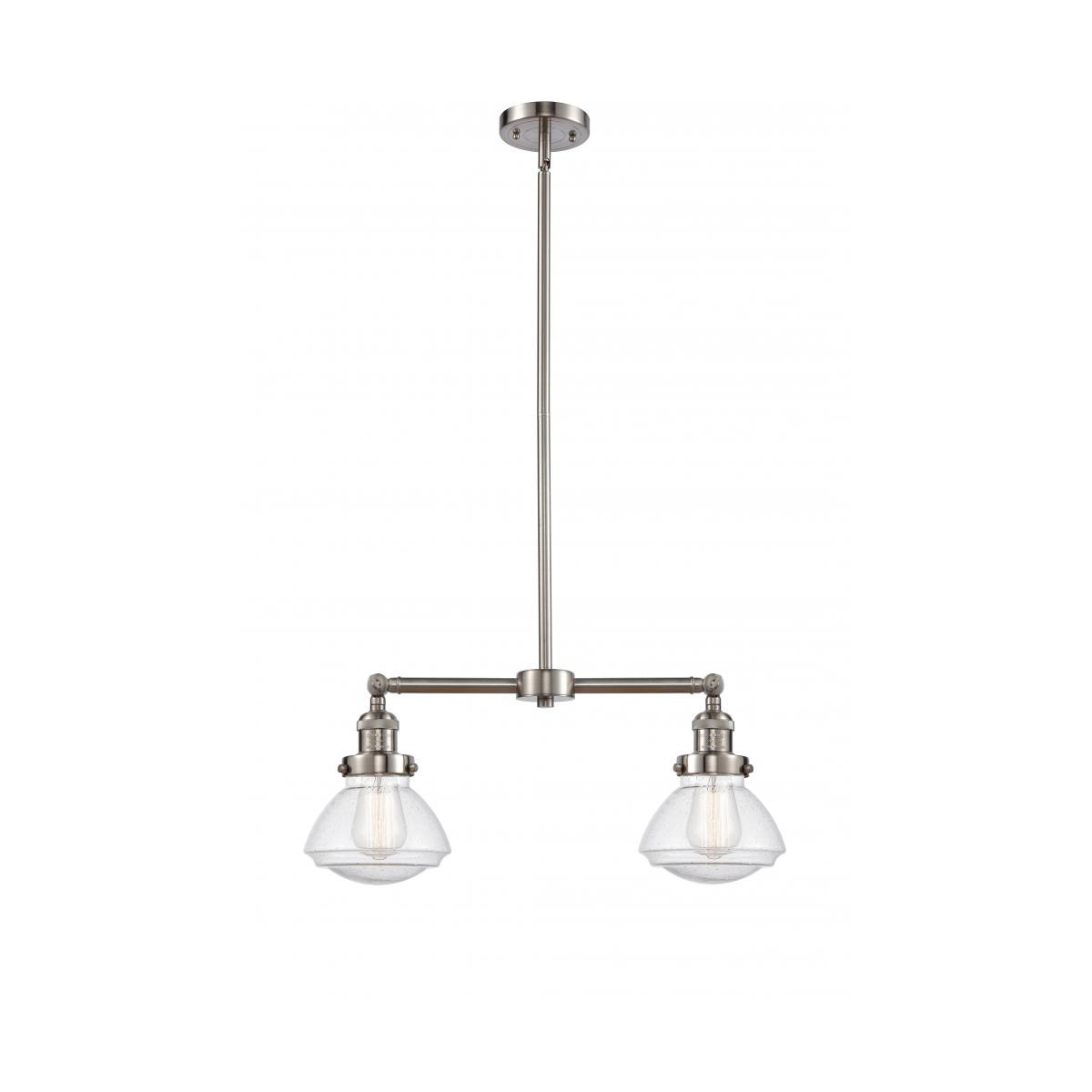 Innovations Lighting 209-SN-G324-LED Franklin Restoration Olean LED 21.75 inch Brushed Satin Nickel Chandelier Ceiling Light in Seedy Glass, Franklin