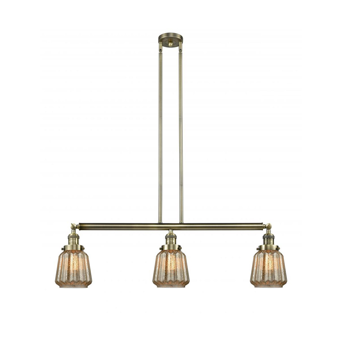 Innovations Lighting 213-AB-G146 Franklin Restoration Chatham 3 Light 39 inch Antique Brass Island Light Ceiling Light in Incandescent, Mercury Glass,