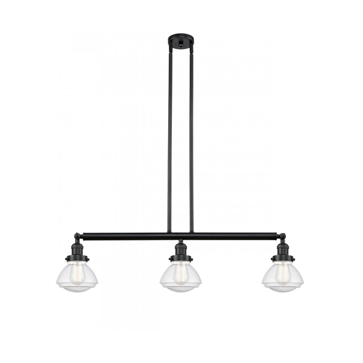 Innovations Lighting 213-BK-G324 Franklin Restoration Olean 3 Light 39.25 inch Matte Black Island Light Ceiling Light in Seedy Glass, Franklin Restora