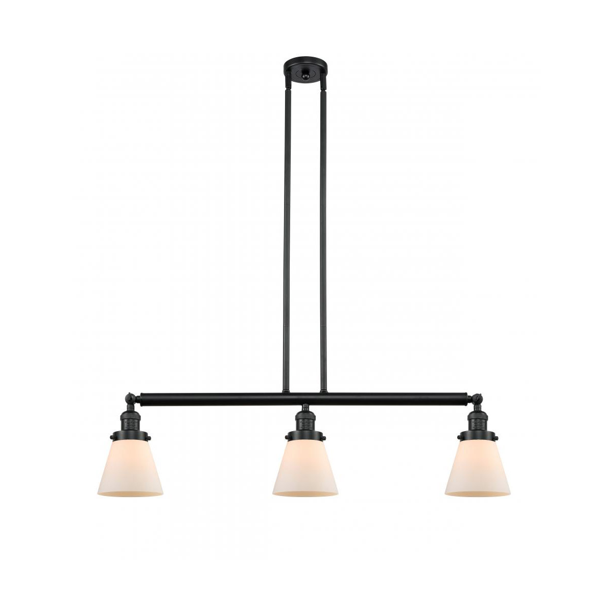 Innovations Lighting 213-BK-G61-LED Franklin Restoration Small Cone LED 39 inch Matte Black Island Light Ceiling Light in Matte White Glass, Franklin