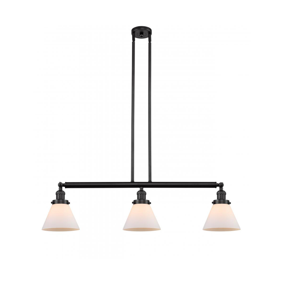 Innovations Lighting 213-OB-G41 Franklin Restoration Large Cone 3 Light 40 inch Oil Rubbed Bronze Island Light Ceiling Light in Matte White Glass, Fra
