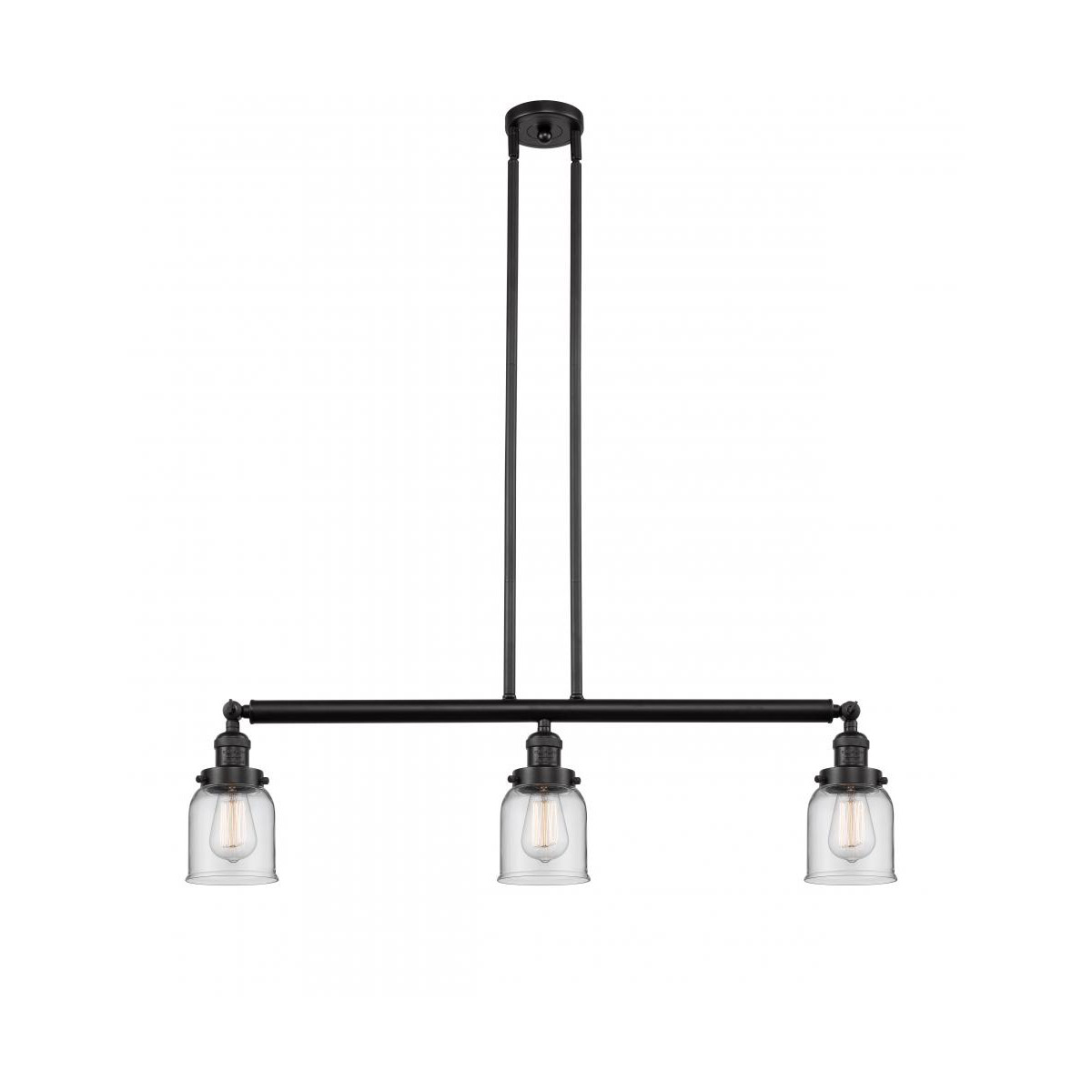 Innovations Lighting 213-OB-G52 Franklin Restoration Small Bell 3 Light 38 inch Oil Rubbed Bronze Island Light Ceiling Light in Clear Glass, Franklin