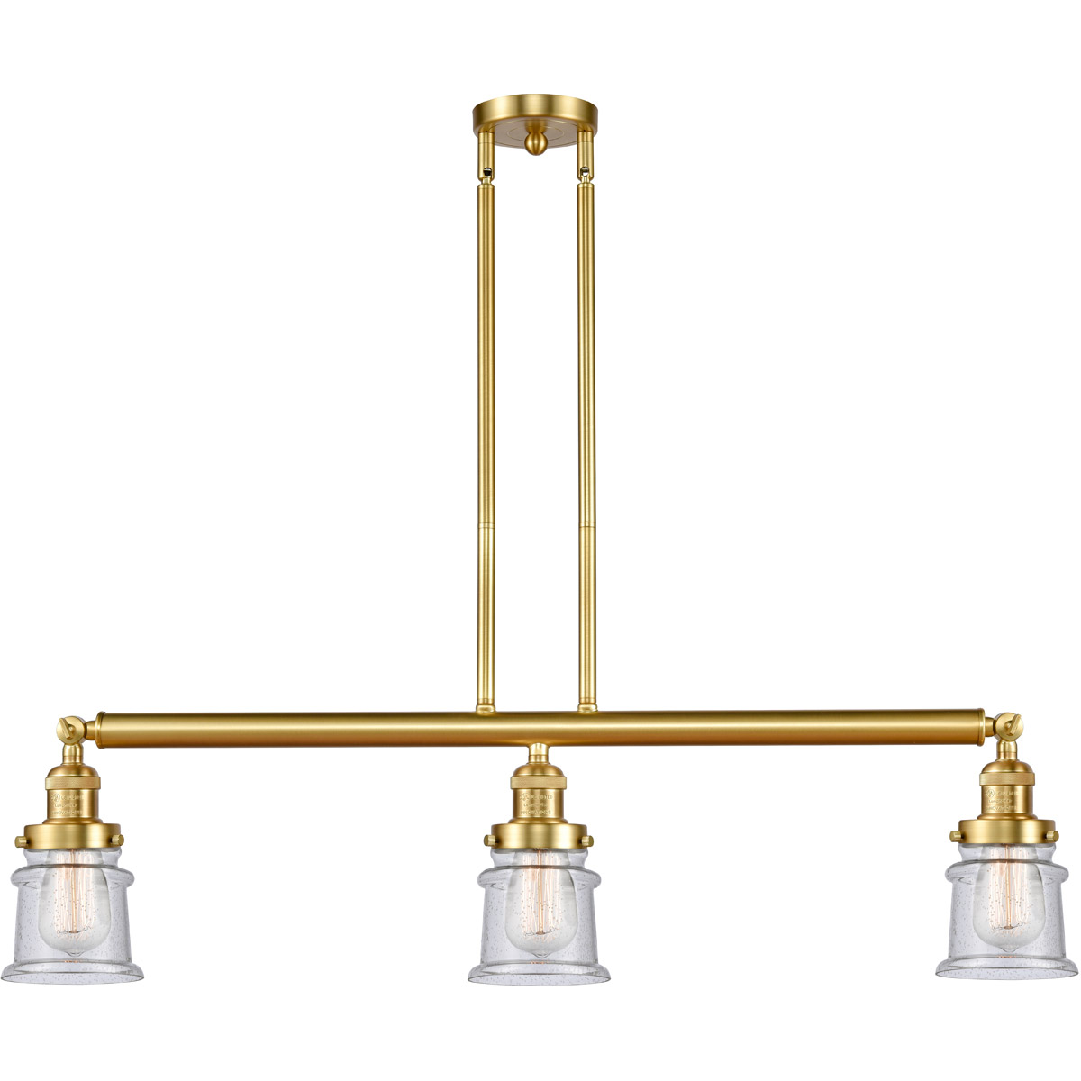 Innovations Lighting 213-SG-G184S Franklin Restoration Small Canton 3 Light 39 inch Satin Gold Island Light Ceiling Light in Seedy Glass, Franklin Res