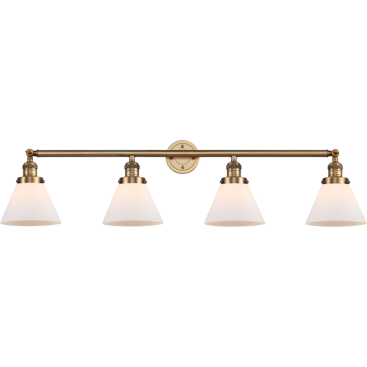 Innovations Lighting 215-BB-G41-LED Franklin Restoration Large Cone LED 43.75 inch Brushed Brass Bath Vanity Light Wall Light in Matte White Glass, Fr