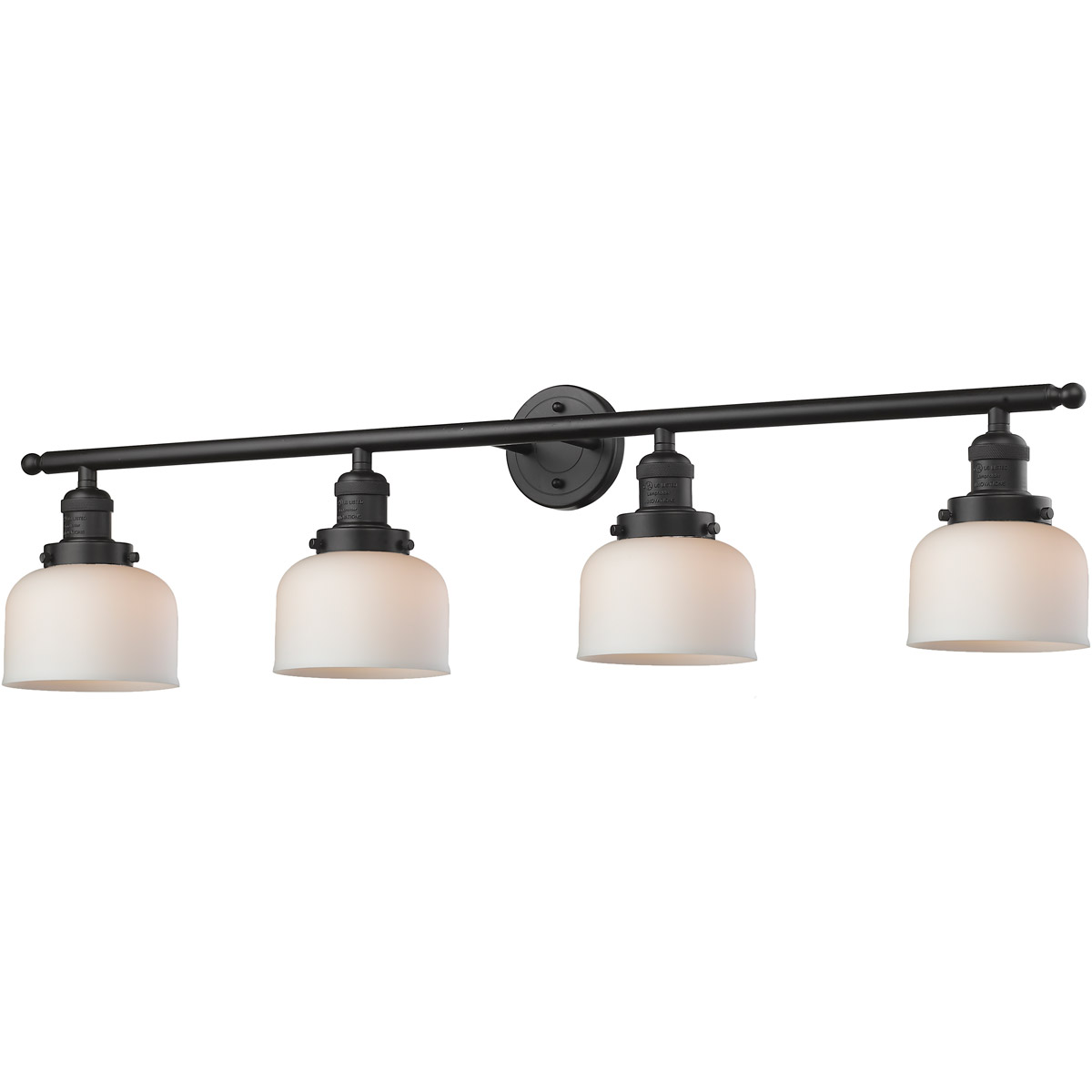 Innovations Lighting 215-OB-G71 Franklin Restoration Large Bell 4 Light 44 inch Oil Rubbed Bronze Bath Vanity Light Wall Light in Matte White Glass, F