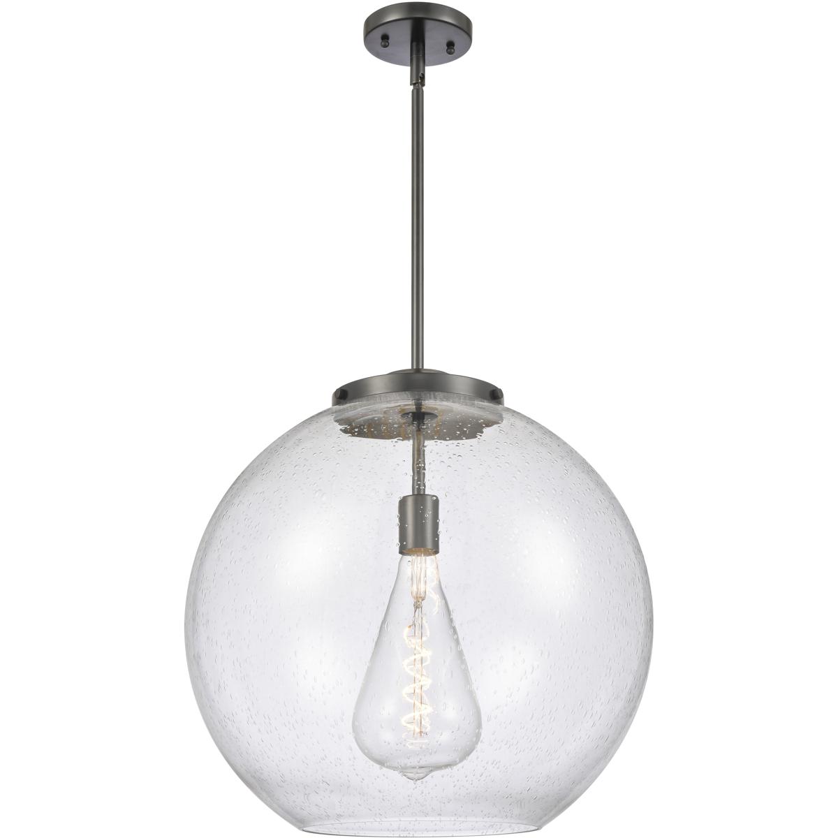 Innovations Lighting 221-1S-BK-G124-18 Ballston Athens 1 Light 17.75 inch Matte Black Pendant Ceiling Light in Incandescent, Seedy