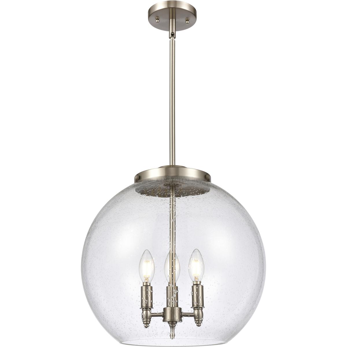 Innovations Lighting 221-3S-SN-G124-16 Ballston Athens 3 Light 15.75 inch Brushed Satin Nickel Statement Pendant Ceiling Light in Incandescent, Seedy
