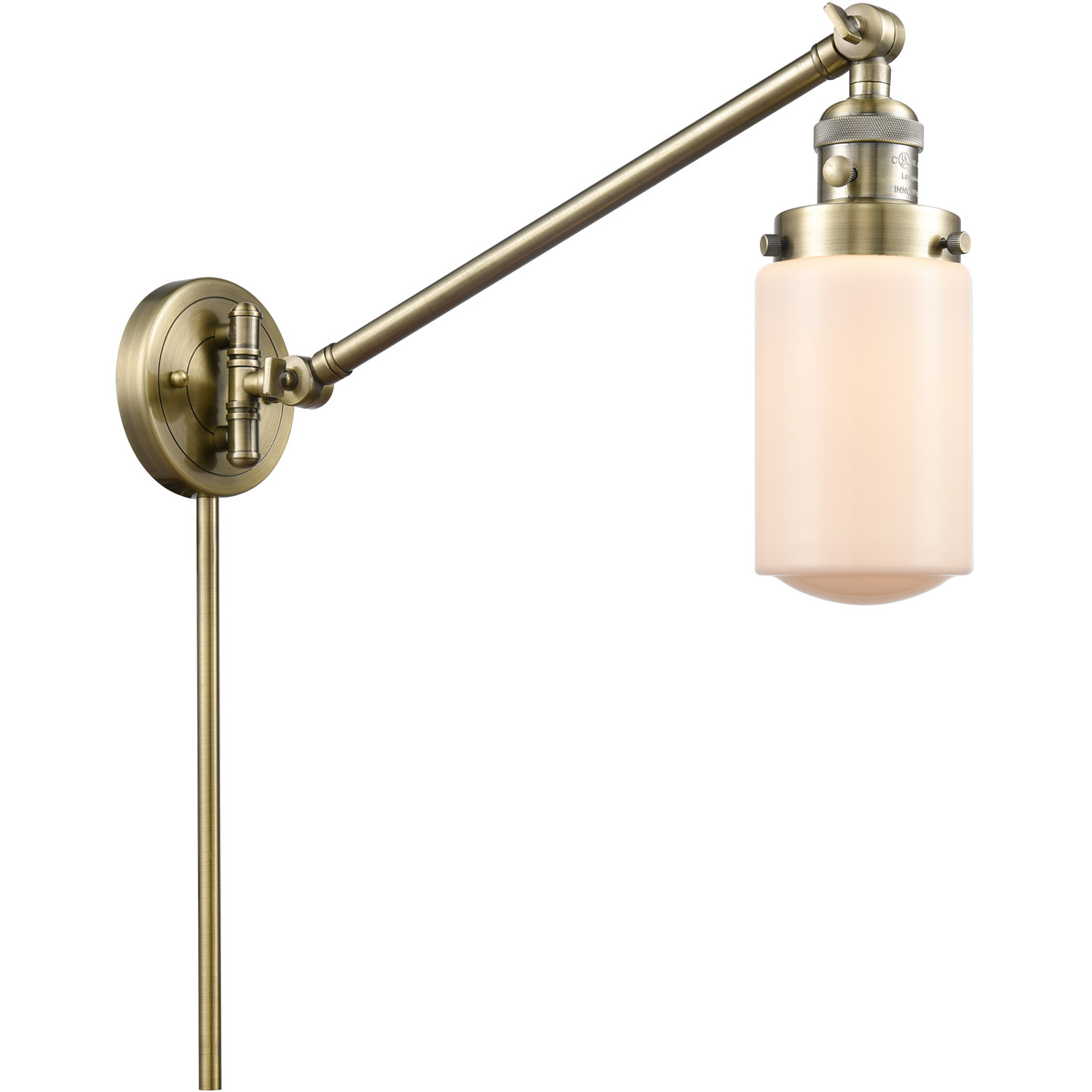 Innovations Lighting 237-AB-G311 Dover 30 inch 60.00 watt Antique Brass Swing Arm Wall Light, Franklin Restoration