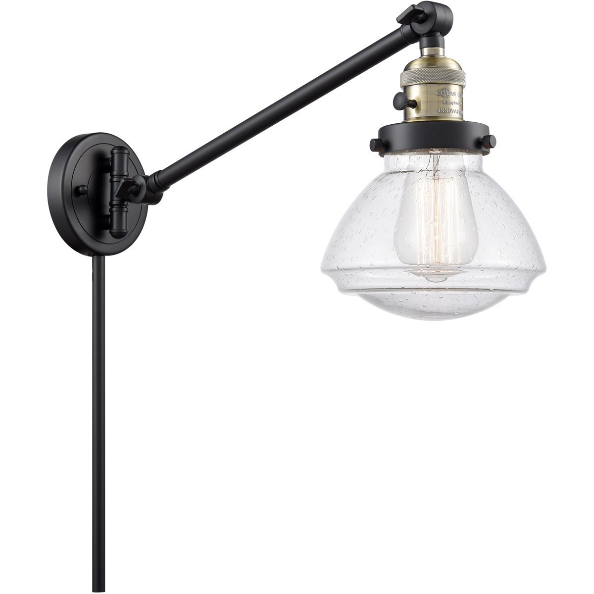 Innovations Lighting 237-BAB-G324-LED Olean 18 inch 3.50 watt Black Antique Brass Swing Arm Wall Light, Franklin Restoration