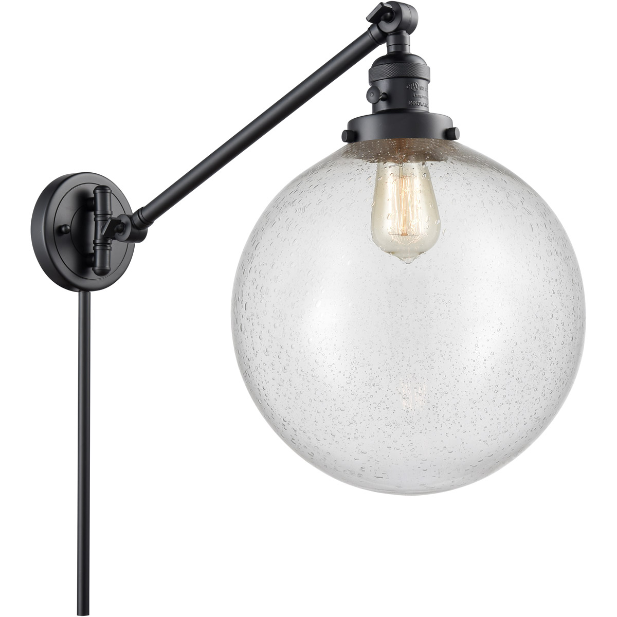 Innovations Lighting 237-BK-G204-12 XX-Large Beacon 20 inch 60.00 watt Matte Black Swing Arm Wall Light, Franklin Restoration