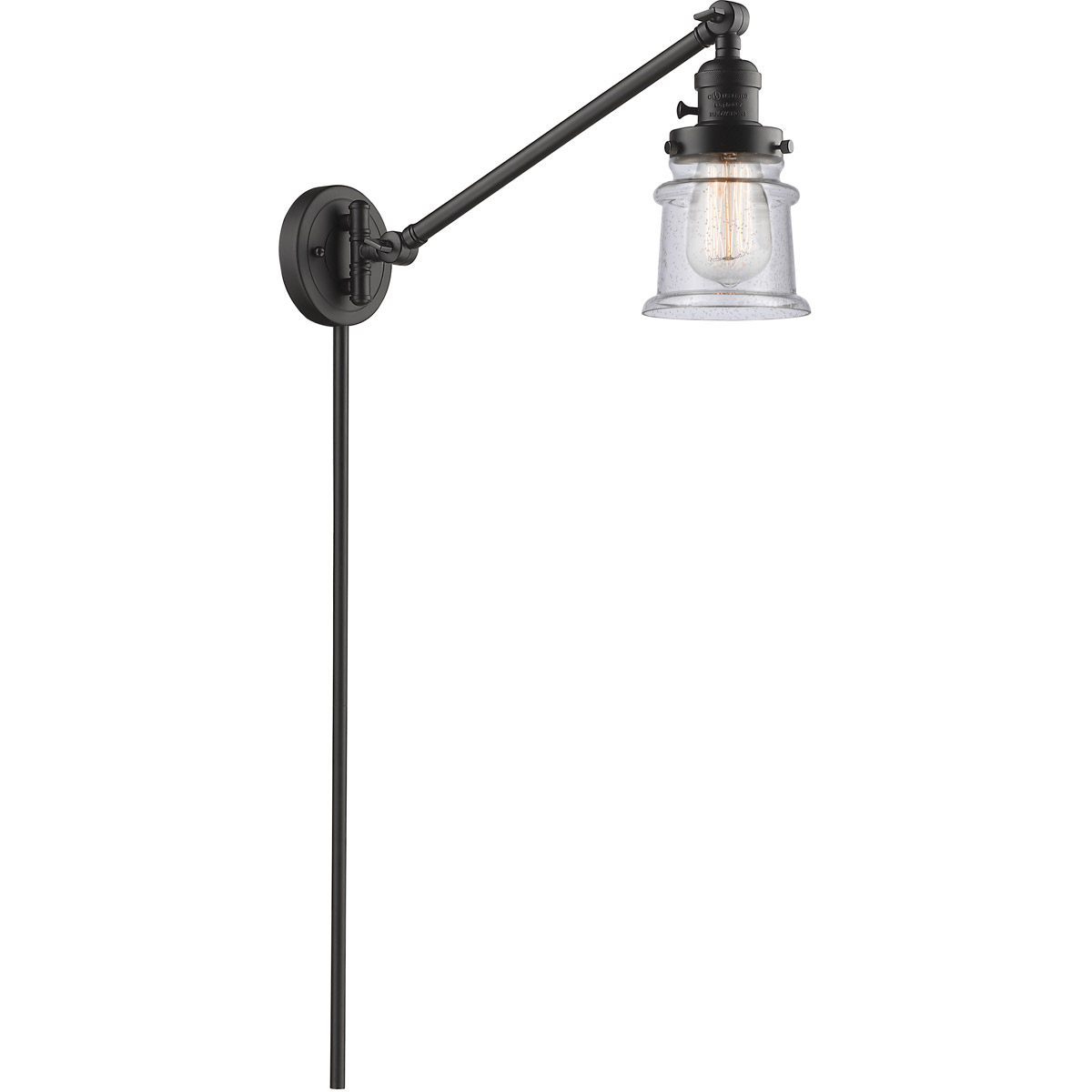 Innovations Lighting 237-OB-G184S-LED Small Canton 35 inch 3.5 watt Oil Rubbed Bronze Swing Arm Wall Light in Seedy Glass, Franklin Restoration