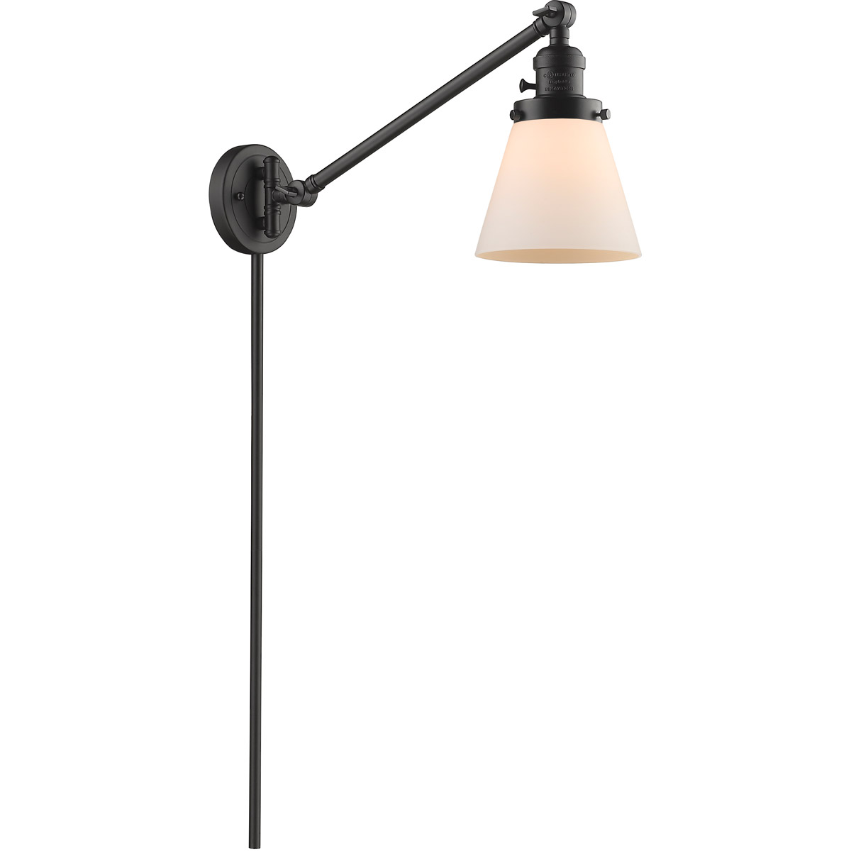 Innovations Lighting 237-OB-G61 Small Cone 21 inch 60.00 watt Oil Rubbed Bronze Swing Arm Wall Light, Franklin Restoration
