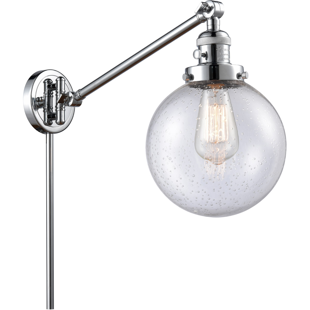 Innovations Lighting 237-PC-G204-8-LED Large Beacon 21 inch 3.50 watt Polished Chrome Swing Arm Wall Light, Franklin Restoration