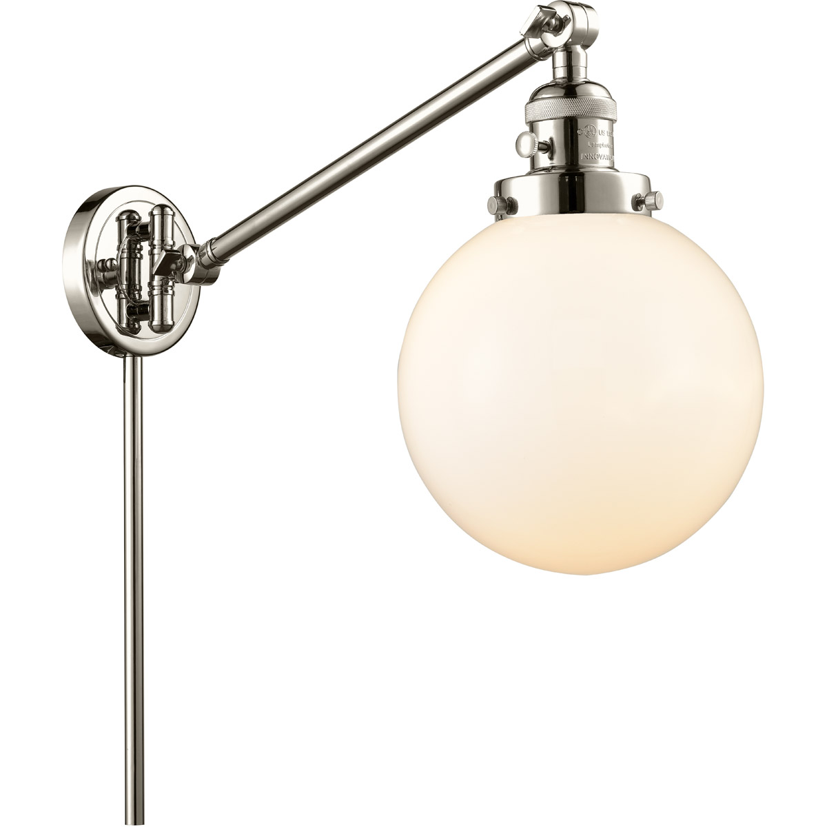 Innovations Lighting 237-PN-G201-8-LED Large Beacon 21 inch 3.50 watt Polished Nickel Swing Arm Wall Light, Franklin Restoration