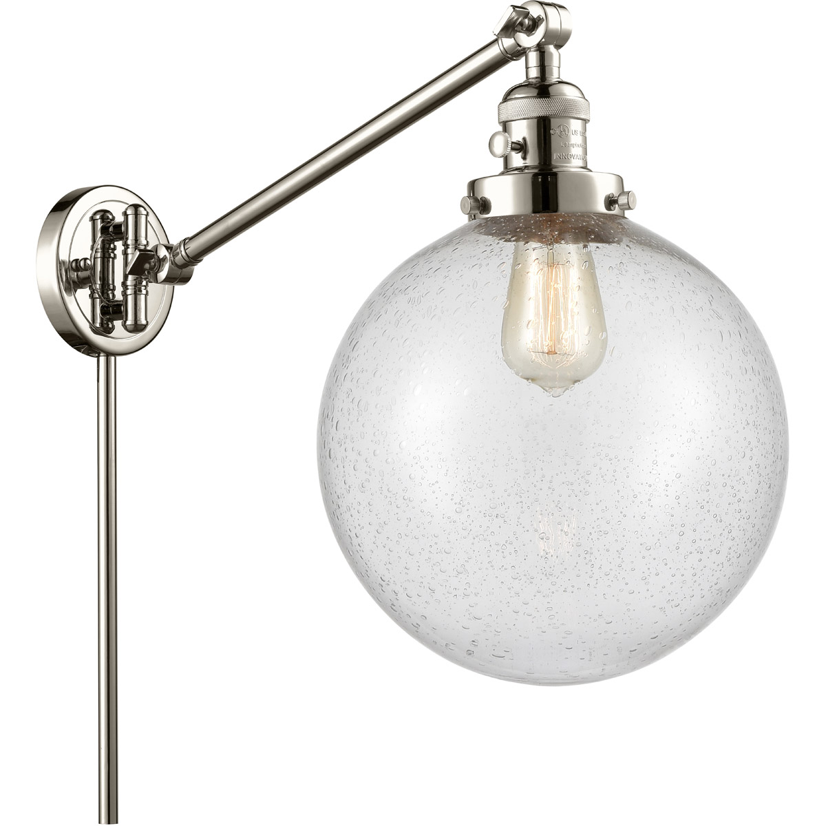 Innovations Lighting 237-PN-G204-10 X-Large Beacon 18 inch 60.00 watt Polished Nickel Swing Arm Wall Light, Franklin Restoration