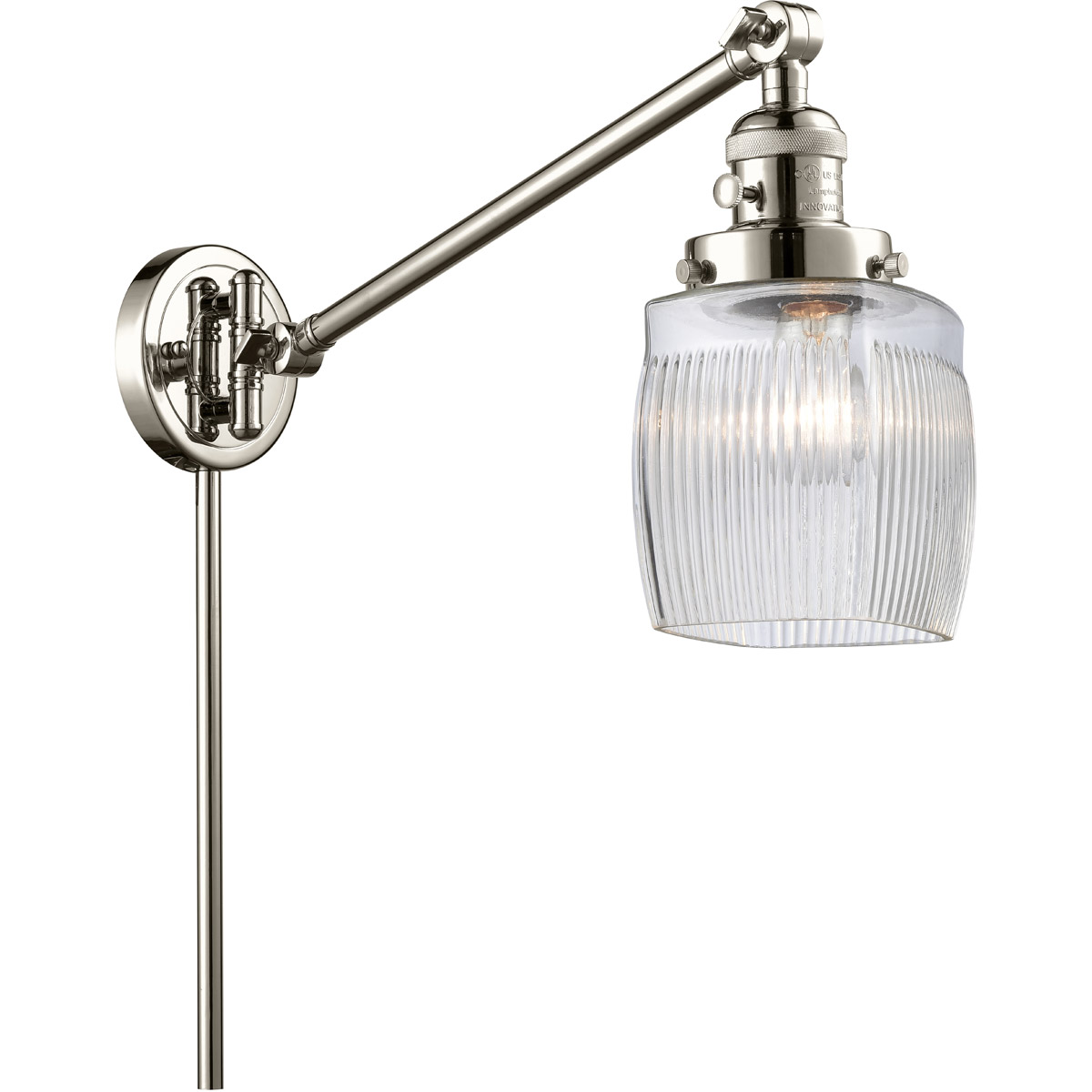 Innovations Lighting 237-PN-G302 Colton 30 inch 60.00 watt Polished Nickel Swing Arm Wall Light, Franklin Restoration