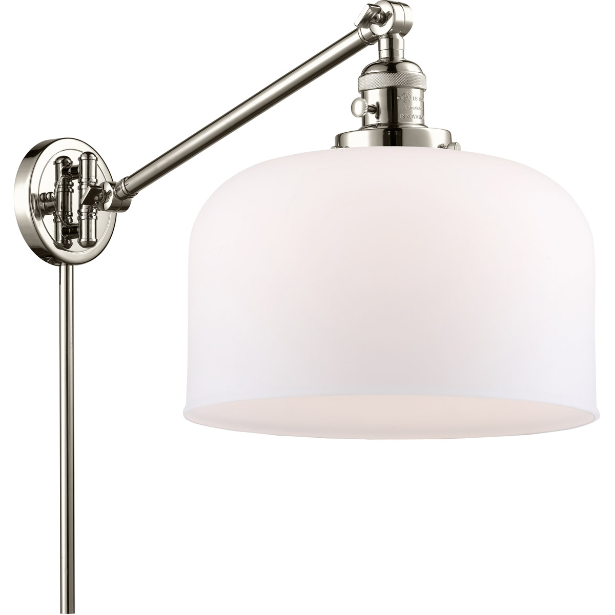 Innovations Lighting 237-PN-G71-L X-Large Bell 12 inch 60.00 watt Polished Nickel Swing Arm Wall Light, Franklin Restoration