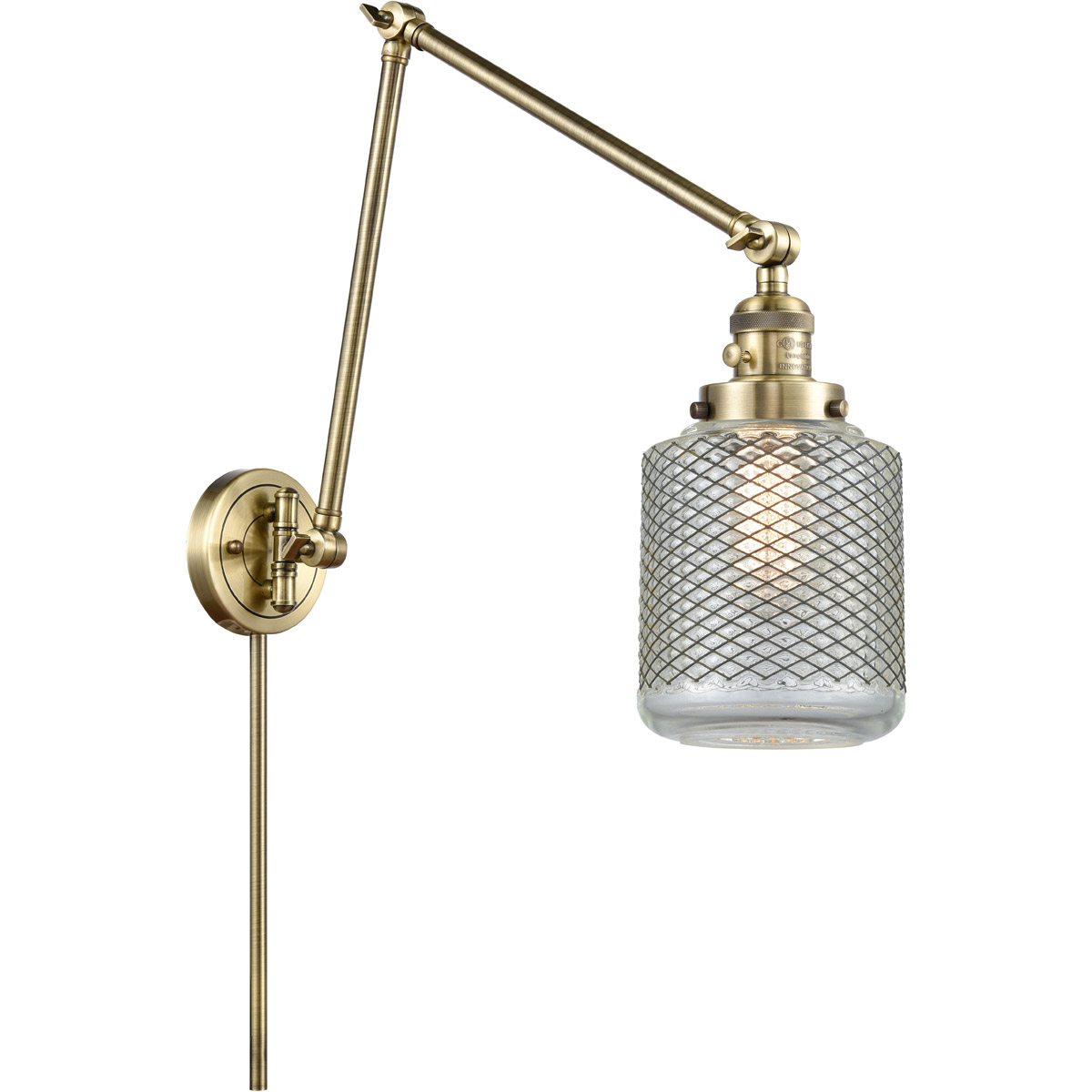 Innovations Lighting 238-AB-G262-LED Stanton 30 inch 3.50 watt Antique Brass Swing Arm Wall Light, Franklin Restoration