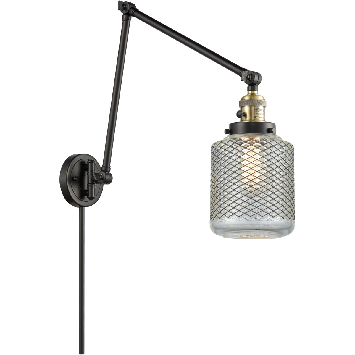Innovations Lighting 238-BAB-G262 Stanton 30 inch 60.00 watt Black Antique Brass Swing Arm Wall Light, Franklin Restoration