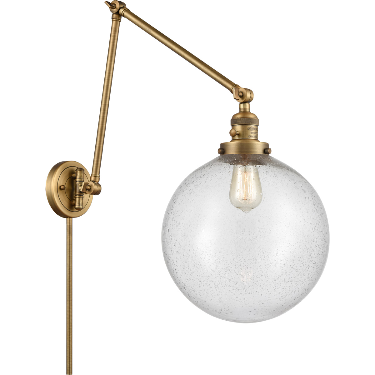 Innovations Lighting 238-BB-G204-12 XX-Large Beacon 34 inch 60.00 watt Brushed Brass Swing Arm Wall Light
