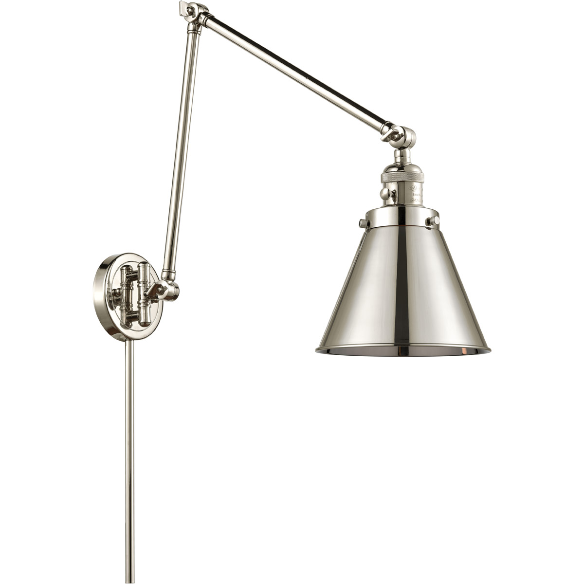 Innovations Lighting 238-PN-M13-PN Appalachian 30 inch 60.00 watt Polished Nickel Swing Arm Wall Light, Franklin Restoration