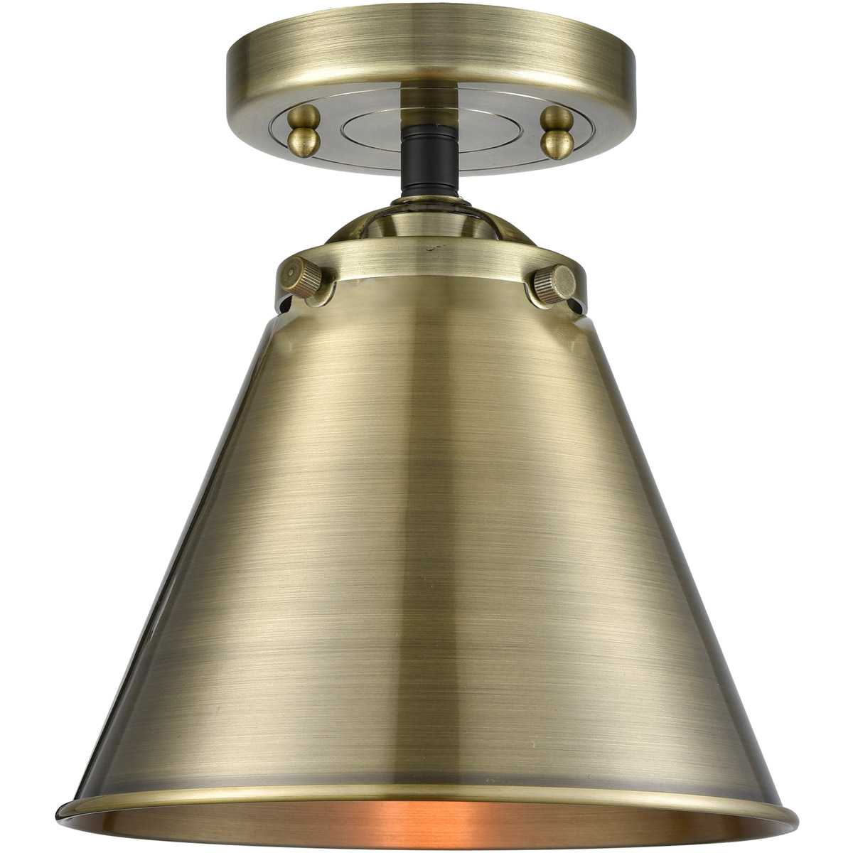 Innovations Lighting 284-1C-BAB-M13-AB-LED Nouveau Appalachian LED 8 inch Black Antique Brass Semi-Flush Mount Ceiling Light, Nouveau