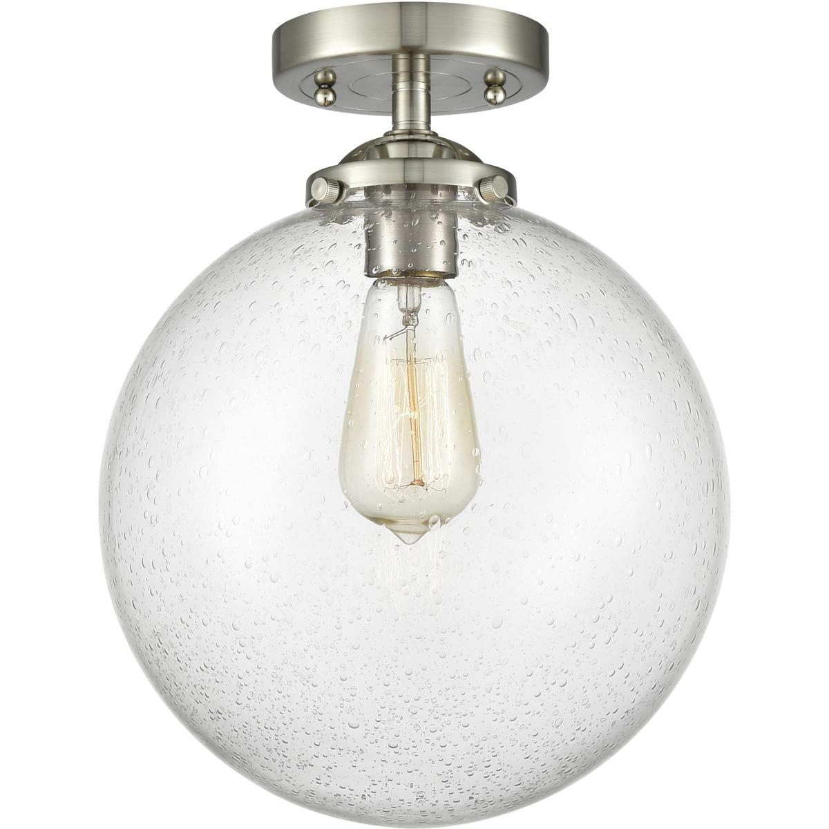 Innovations Lighting 284-1C-SN-G204-10-LED Nouveau X-Large Beacon LED 10 inch Brushed Satin Nickel Semi-Flush Mount Ceiling Light in Seedy Glass, Nouv