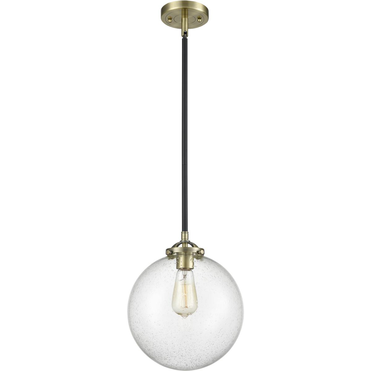 Innovations Lighting 284-1S-BAB-G204-10-LED Nouveau Beacon LED 10 inch Black Antique Brass Mini Pendant Ceiling Light in Seedy, Nouveau