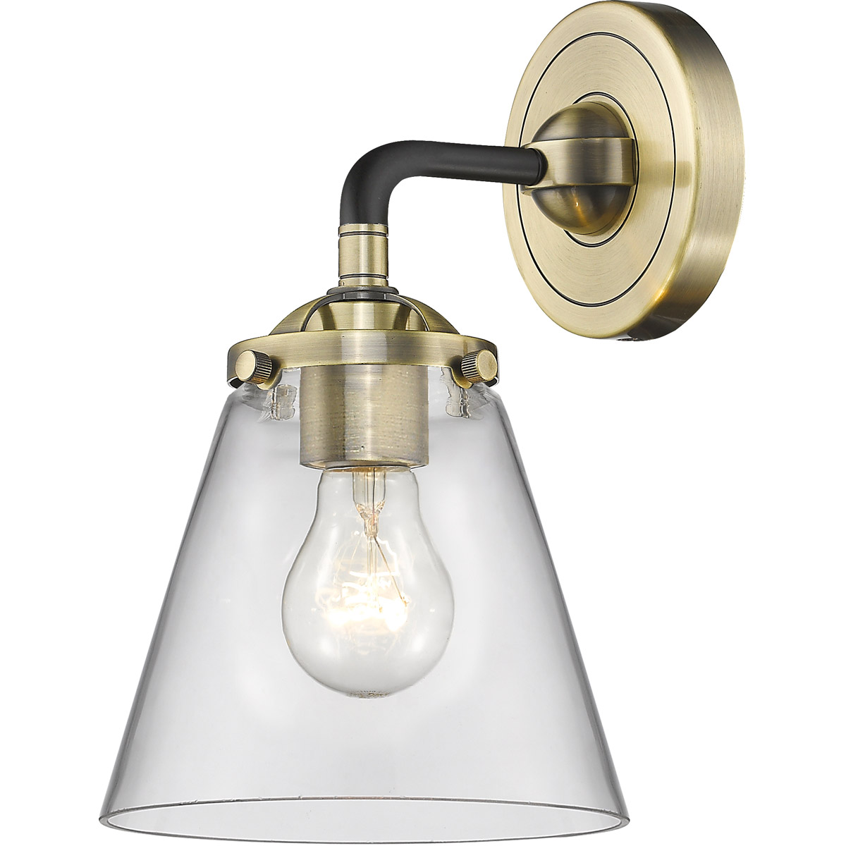 Innovations Lighting 284-1W-SN-G62-LED Nouveau Small Cone LED 6 inch Brushed Satin Nickel Sconce Wall Light in Clear Glass, Nouveau