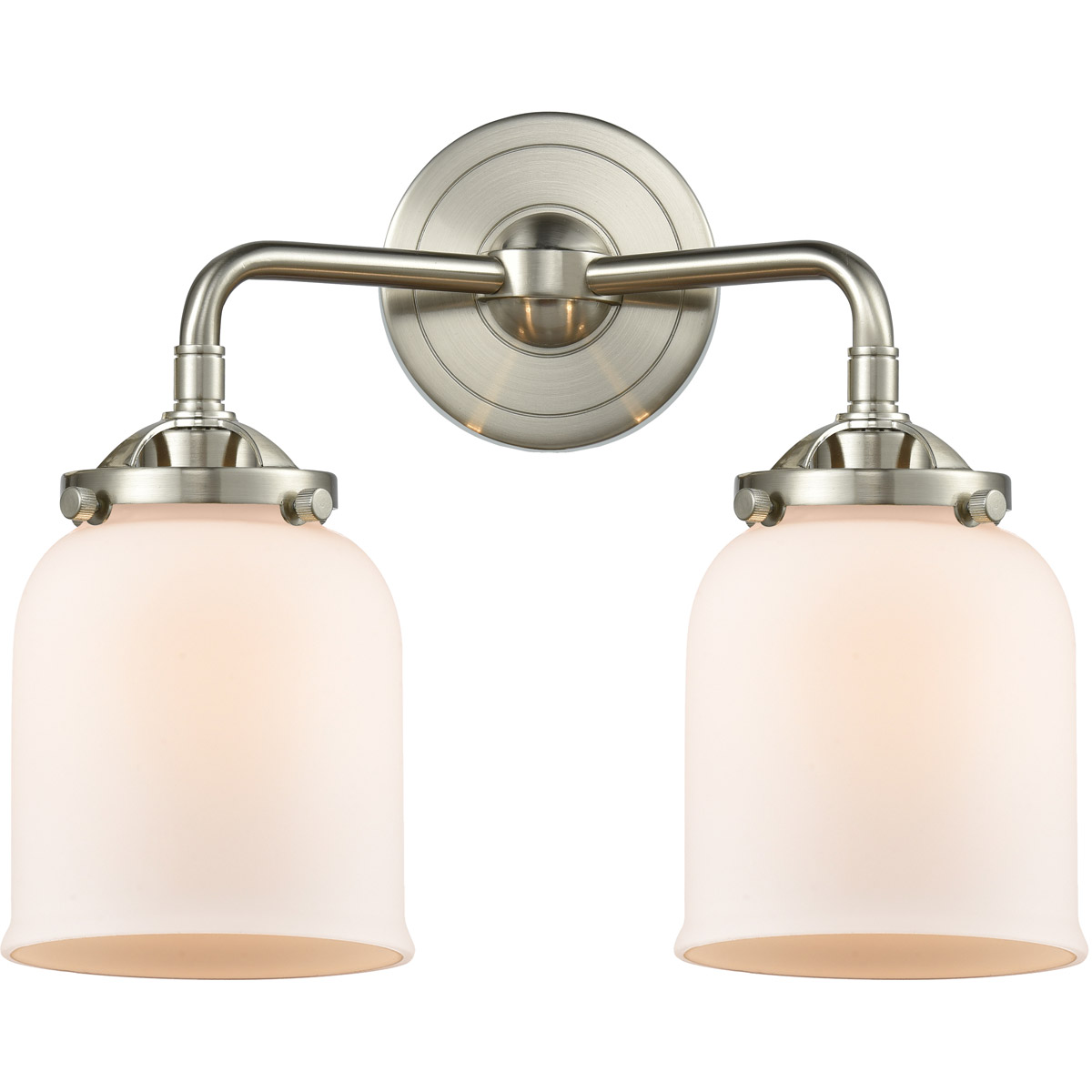 Innovations Lighting 284-2W-SN-G51-LED Nouveau Small Bell LED 13 inch Brushed Satin Nickel Bath Vanity Light Wall Light in Matte White Glass, Nouveau