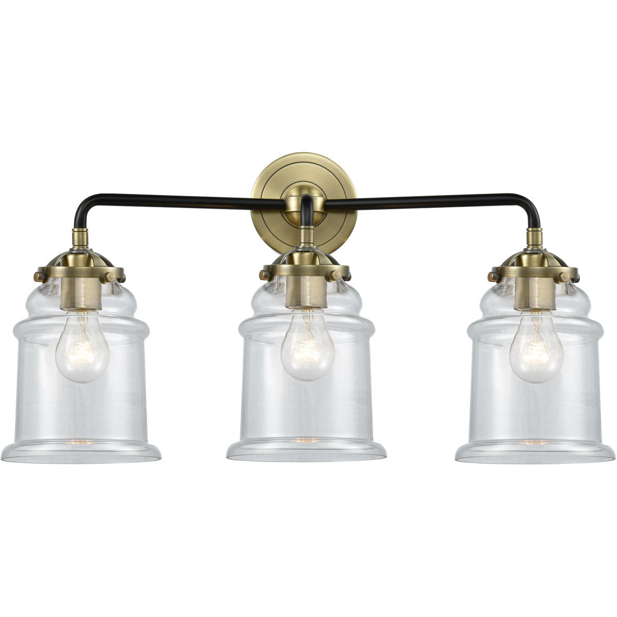 Innovations Lighting 284-3W-BAB-G182 Nouveau Canton 3 Light 24 inch Black Antique Brass Bath Vanity Light Wall Light in Clear Glass, Nouveau