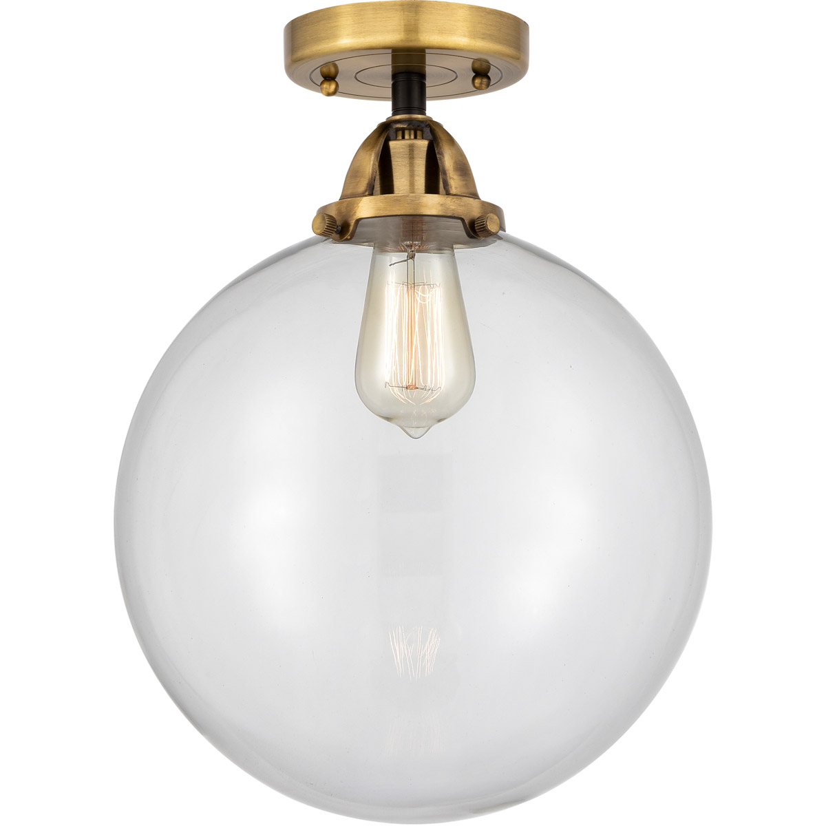 Innovations Lighting 288-1C-BAB-G202-12 Nouveau 2 Beacon 1 Light 12 inch Black Antique Brass Semi-Flush Mount Ceiling Light in Clear Glass