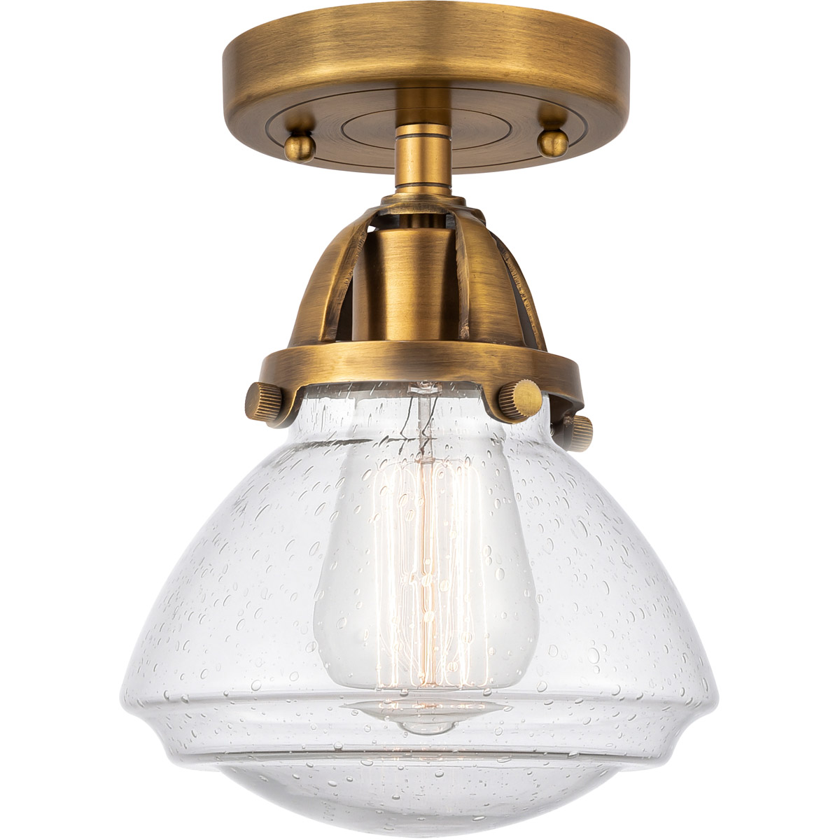 Innovations Lighting 288-1C-BB-G324 Nouveau 2 Olean 1 Light 7 inch Brushed Brass Semi-Flush Mount Ceiling Light in Seedy Glass