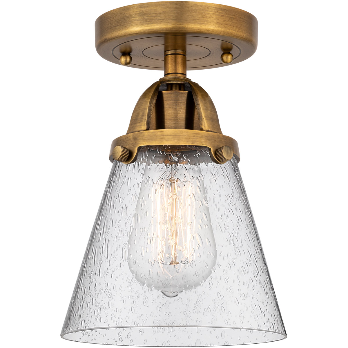 Innovations Lighting 288-1C-BB-G64-LED Nouveau 2 Small Cone LED 6.25 inch Brushed Brass Semi-Flush Mount Ceiling Light in Seedy Glass