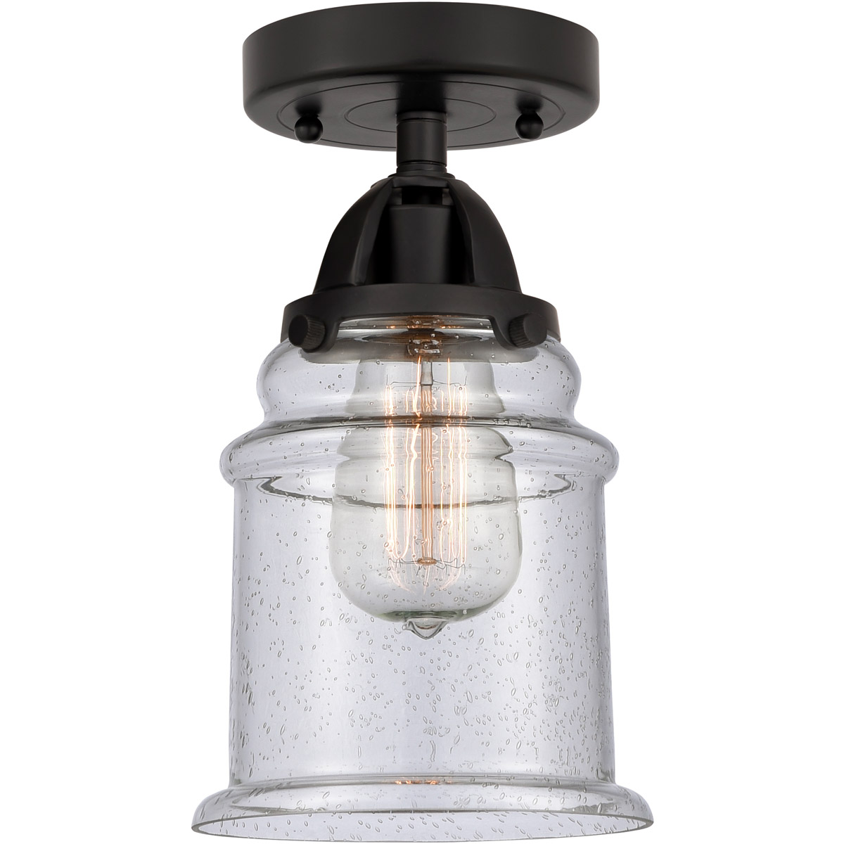 Innovations Lighting 288-1C-BK-G184-LED Nouveau 2 Canton LED 6 inch Matte Black Semi-Flush Mount Ceiling Light in Seedy Glass