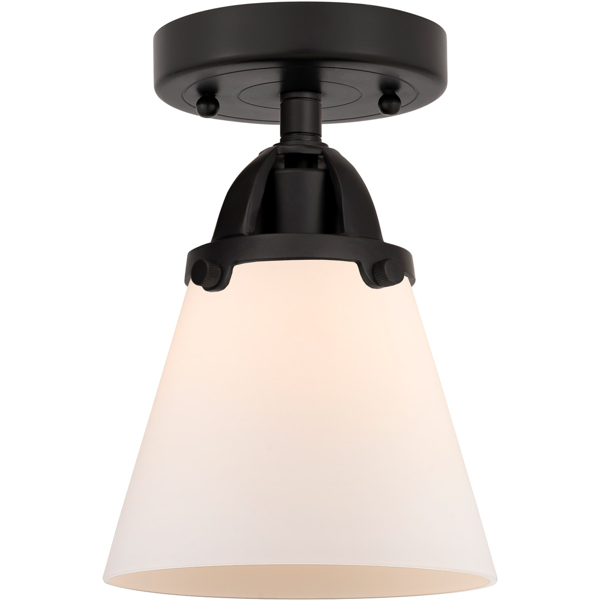Innovations Lighting 288-1C-BK-G61-LED Nouveau 2 Small Cone LED 6.25 inch Matte Black Semi-Flush Mount Ceiling Light in Matte White Glass