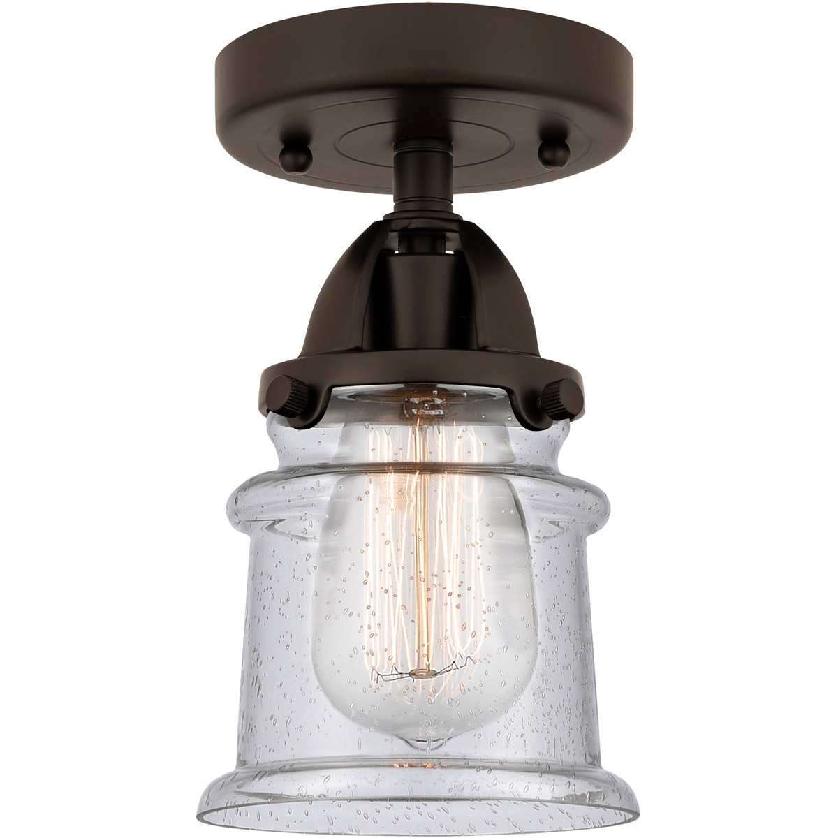Innovations Lighting 288-1C-OB-G184S-LED Nouveau 2 Small Canton LED 5.25 inch Oil Rubbed Bronze Semi-Flush Mount Ceiling Light in Seedy Glass