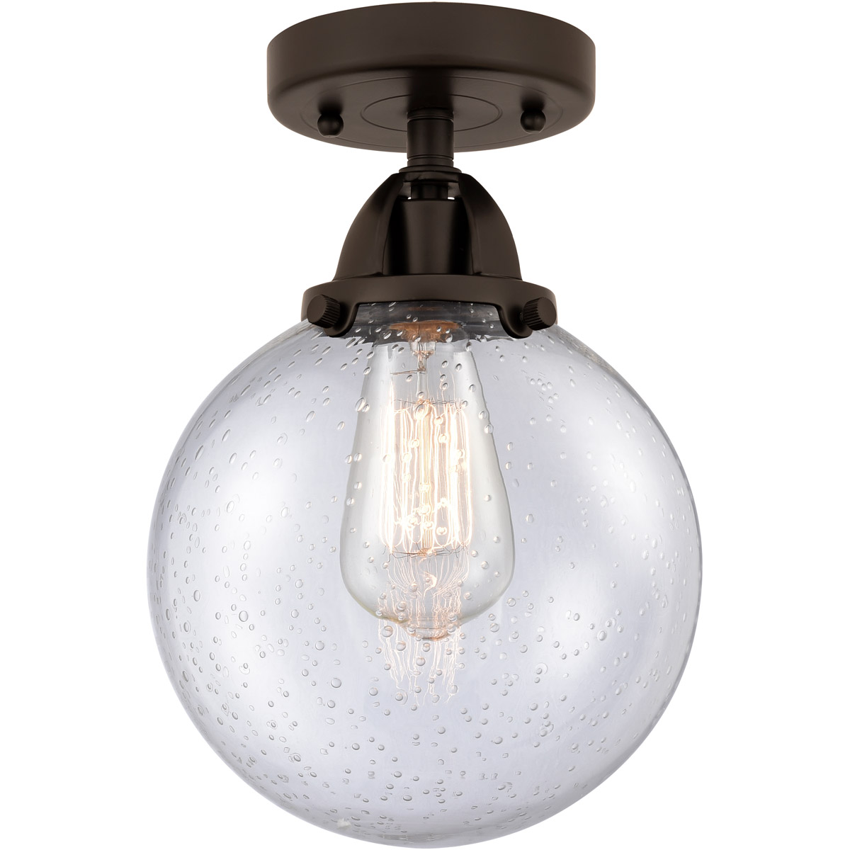 Innovations Lighting 288-1C-OB-G204-8 Nouveau 2 Beacon 1 Light 8 inch Oil Rubbed Bronze Semi-Flush Mount Ceiling Light in Seedy Glass