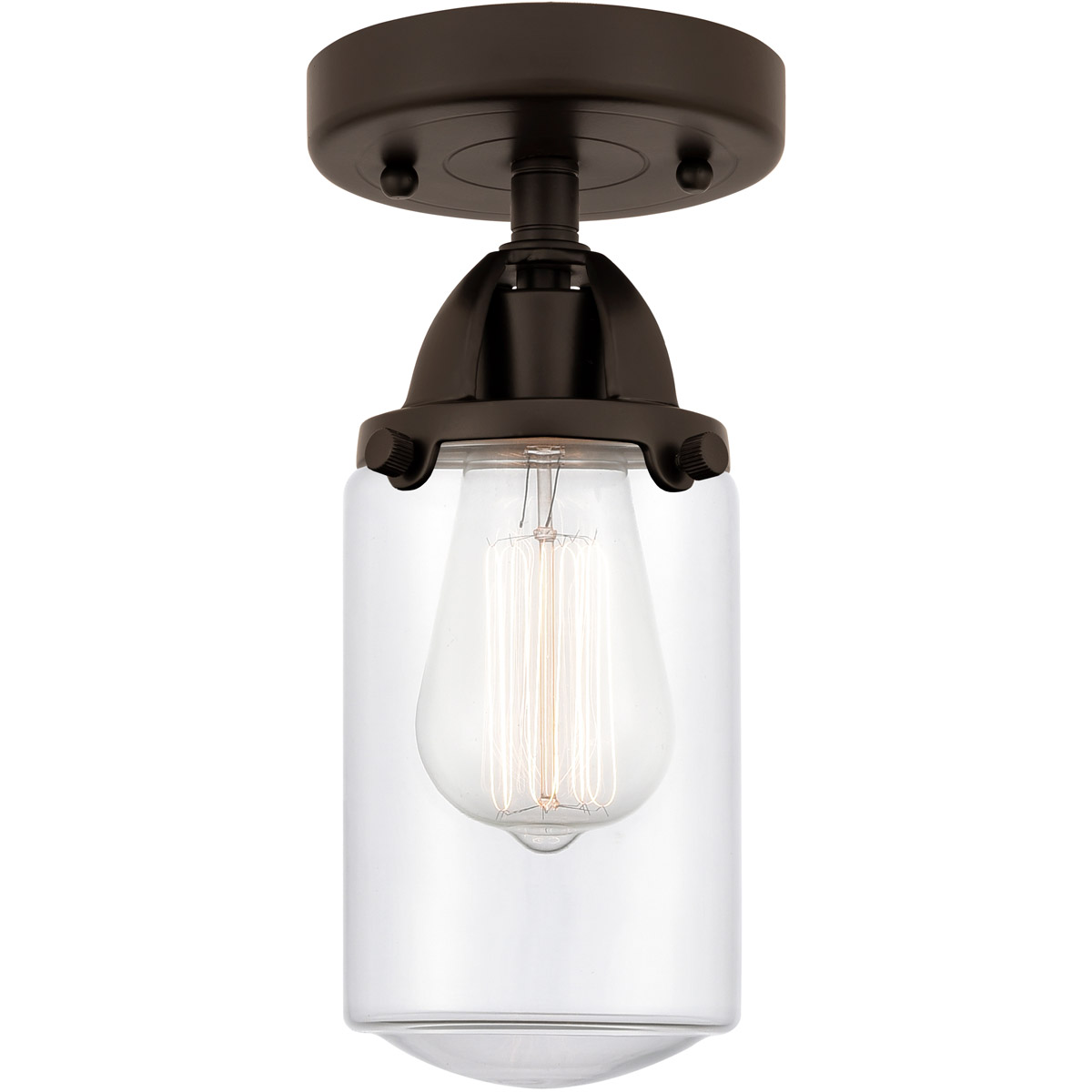 Innovations Lighting 288-1C-OB-G312-LED Nouveau 2 Dover LED 5 inch Oil Rubbed Bronze Semi-Flush Mount Ceiling Light in Clear Glass