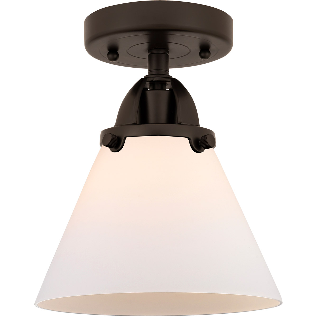 Innovations Lighting 288-1C-OB-G41-LED Nouveau 2 Large Cone LED 7.75 inch Oil Rubbed Bronze Semi-Flush Mount Ceiling Light in Matte White Glass
