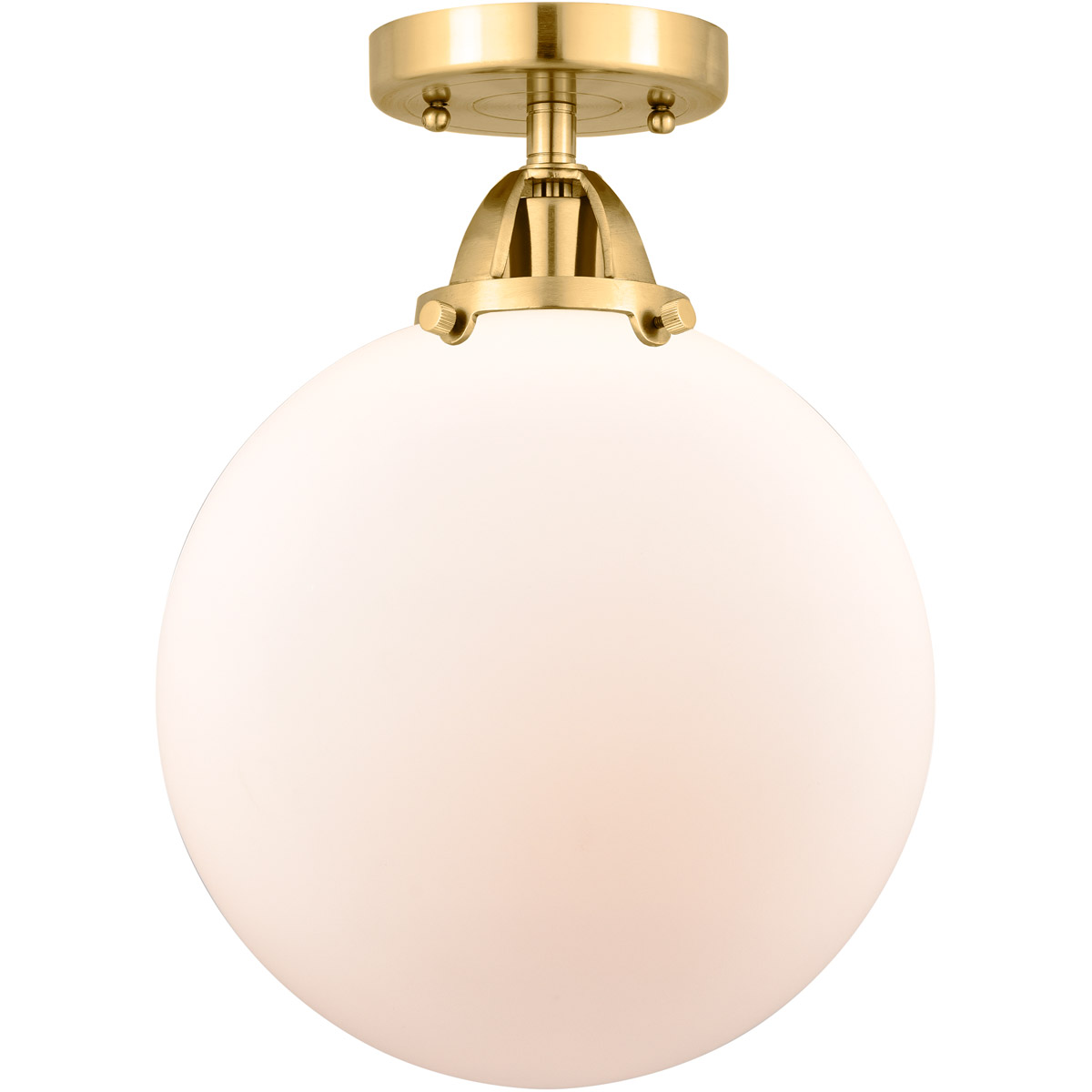 Innovations Lighting 288-1C-SG-G201-10 Nouveau 2 Beacon 1 Light 10 inch Satin Gold Semi-Flush Mount Ceiling Light in Matte White Glass