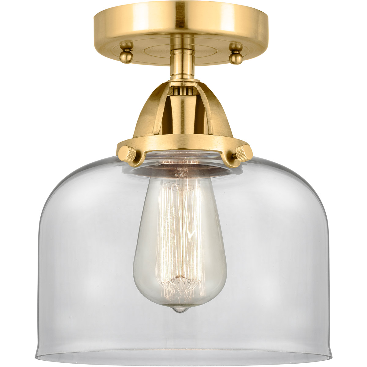 Innovations Lighting 288-1C-SG-G72 Nouveau 2 Large Bell 1 Light 8 inch Satin Gold Semi-Flush Mount Ceiling Light in Clear Glass